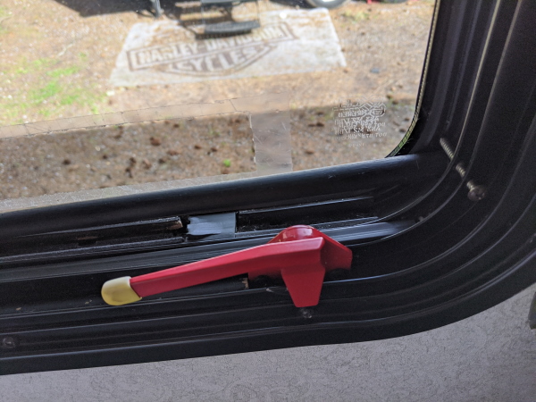 Wider picture of 1/2 inch dowel in place to Lock window slider from opening