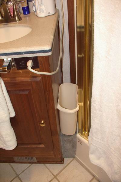 Bathroom before our small space storage solution