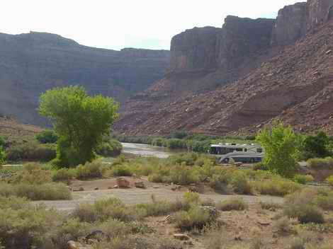 Camping along the actual Colorado River in Moab, Utah