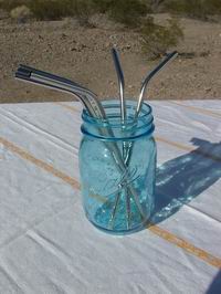 Mason Jar with Stainless Steel Straws