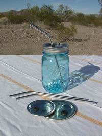 Mason Jar with Straws and Lids